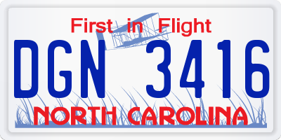 NC license plate DGN3416