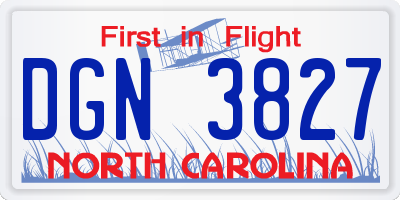 NC license plate DGN3827