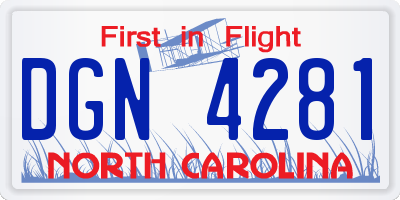 NC license plate DGN4281