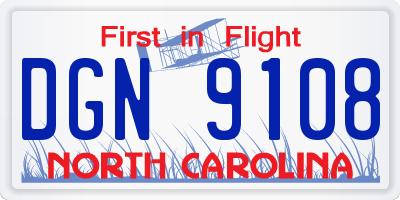 NC license plate DGN9108