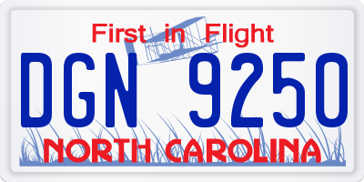 NC license plate DGN9250