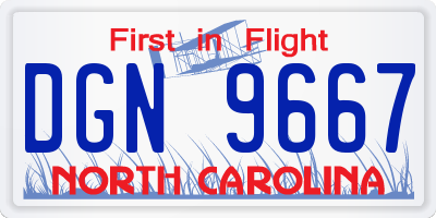 NC license plate DGN9667