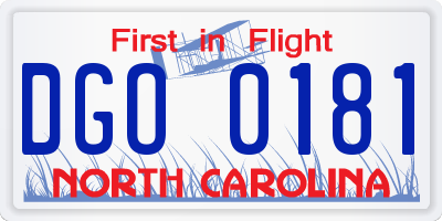 NC license plate DGO0181