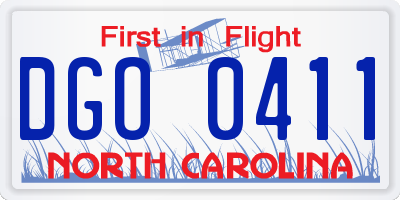 NC license plate DGO0411