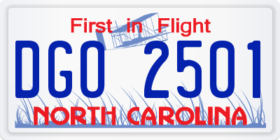 NC license plate DGO2501