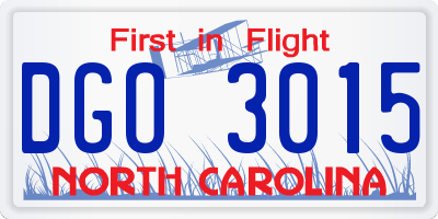 NC license plate DGO3015