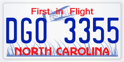 NC license plate DGO3355