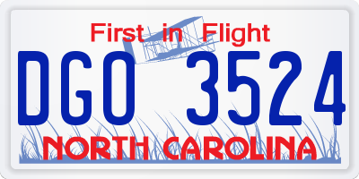 NC license plate DGO3524