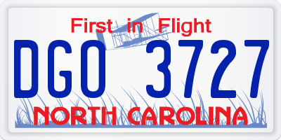 NC license plate DGO3727
