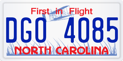 NC license plate DGO4085
