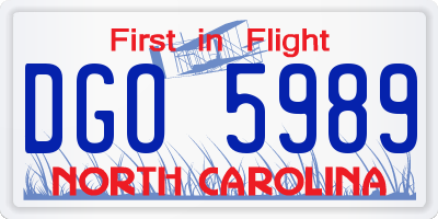 NC license plate DGO5989