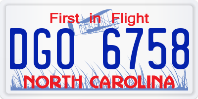 NC license plate DGO6758