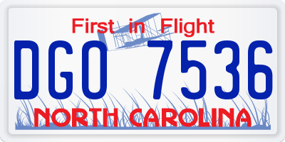 NC license plate DGO7536