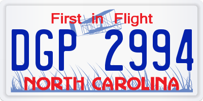 NC license plate DGP2994