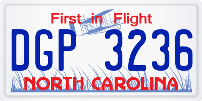 NC license plate DGP3236