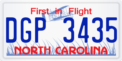 NC license plate DGP3435
