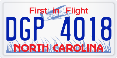 NC license plate DGP4018
