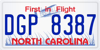 NC license plate DGP8387