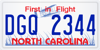 NC license plate DGQ2344