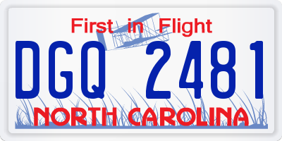 NC license plate DGQ2481