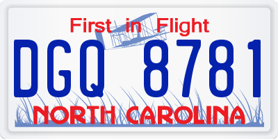 NC license plate DGQ8781
