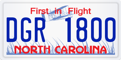 NC license plate DGR1800