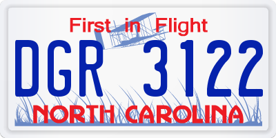 NC license plate DGR3122