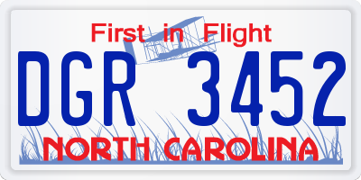 NC license plate DGR3452