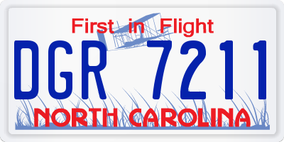 NC license plate DGR7211