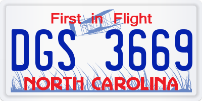 NC license plate DGS3669