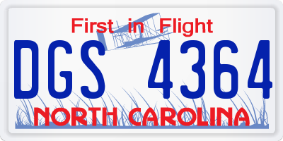 NC license plate DGS4364