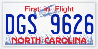 NC license plate DGS9626