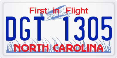 NC license plate DGT1305