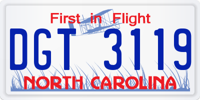 NC license plate DGT3119