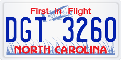 NC license plate DGT3260
