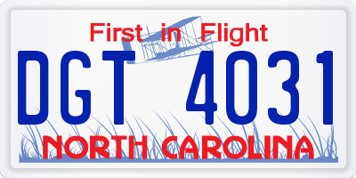 NC license plate DGT4031