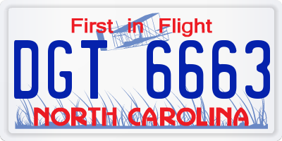 NC license plate DGT6663