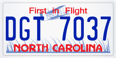 NC license plate DGT7037