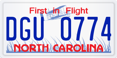 NC license plate DGU0774