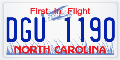 NC license plate DGU1190