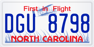 NC license plate DGU8798