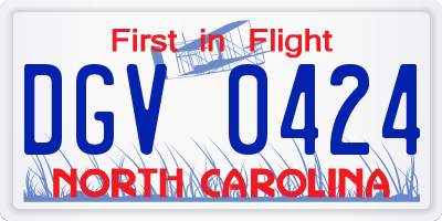 NC license plate DGV0424