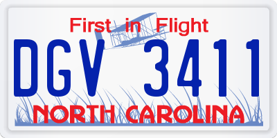 NC license plate DGV3411