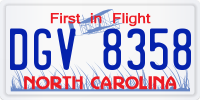 NC license plate DGV8358