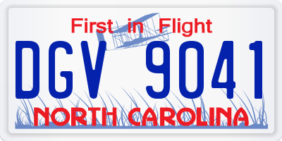 NC license plate DGV9041