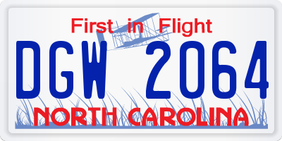 NC license plate DGW2064
