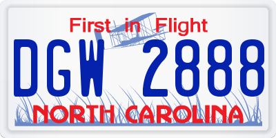 NC license plate DGW2888