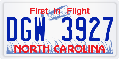 NC license plate DGW3927