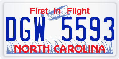 NC license plate DGW5593