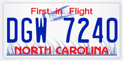 NC license plate DGW7240